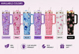 40oz Floral Stainless Steel Tumbler with Straw