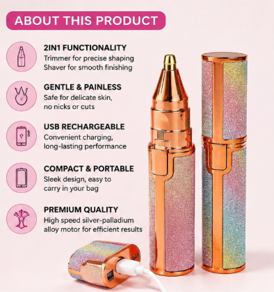 2-in-1 Eyebrow Trimmer & Facial Hair Remover for Women – USB Rechargeable