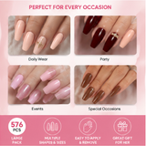 576 Pcs Multicolor Press-On Nails Pack – Nail Tips Set