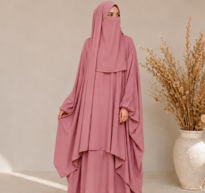 Premium Pink Saudi-Style Jilbab  Abaya for Women