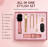 A58 Plus Smart Watch Gift Set – 10-in-1 Bluetooth Smartwatch with Premium Accessories