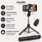 L07 Wireless Bluetooth Selfie Stick Tripod with Remote – Extendable Phone Stand for iPhone & Android
