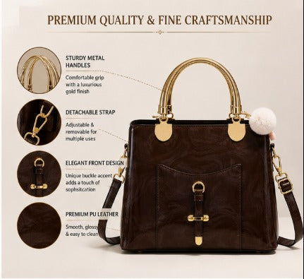 Women’s Elegant Luxury Handbag – Glossy PU Leather Shoulder & Crossbody Bag