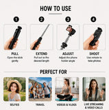 L07 Wireless Bluetooth Selfie Stick Tripod with Remote – Extendable Phone Stand for iPhone & Android