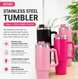 Stainless Steel Travel Tumbler with Handle & Lid – Reusable Insulated Water Cup