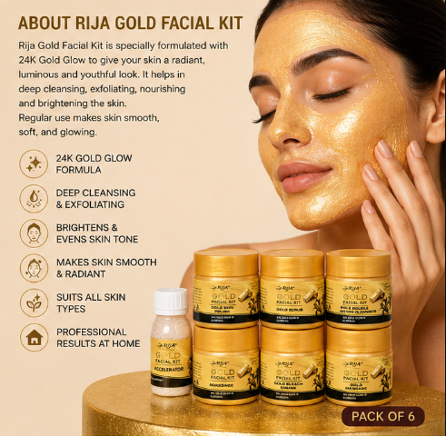 Rija Gold Facial Kit – 6 Step 24K Gold Facial Care Set