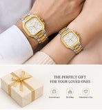 Luxury Couple Watch Set – Rose Gold & Silver Stainless Steel Matching Watches