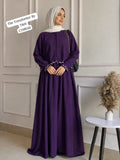 Elegant Navy Blue Modest Maxi Abaya Dress for Women – Front Zip Long Sleeve Islamic Wear