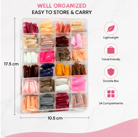576 Pcs Multicolor Press-On Nails Pack – Nail Tips Set
