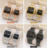 Luxury Couple Watch Set – Rose Gold & Silver Stainless Steel Matching Watches