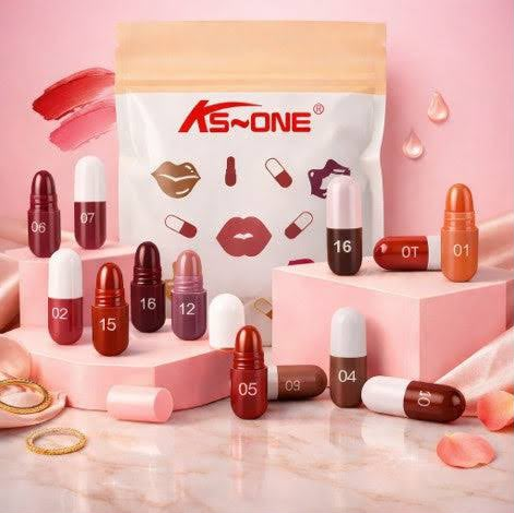 KS-ONE 18 Pcs Lipstick Set – Capsule Shape Matte Lip Color Collection