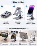 Foldable Adjustable Aluminum Mobile & Tablet Stand