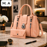 Women's Luxury Black Handbag Set with Matching Wallet