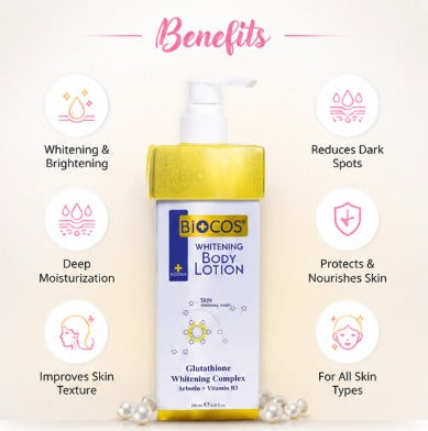 Biocos Whitening Body Lotion with Glutathione – Brightening & Moisturizing Body Lotion