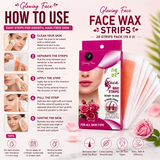 Glowing Face Face Wax Strips – 20 Strips Pack (10 Double-Sided Strips) | Easy Hair Removal