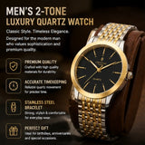 Men’s 2-Tone Luxury Quartz Watch – Gold & Silver Stainless Steel Bracelet