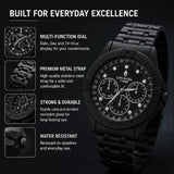 Men’s Luxury Black Chronograph Watch | Stylish Metal Strap Wristwatch