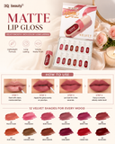 3Q Beauty Velvet Matte Lip Gloss Set – 12 Long Lasting Waterproof Lip Gloss Shades