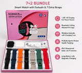 S2000 Pro Smart Watch 7+2 Bundle – Bluetooth Calling Smartwatch with Wireless Earbuds & 7 Interchangeable Straps