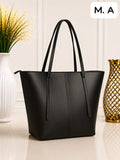 Women's Premium Black Leather Tote Bag