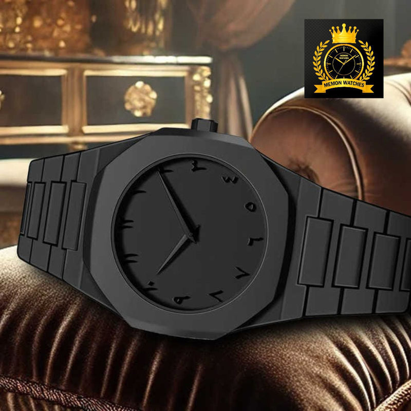 Luxury Black Stainless Steel Analog Watch