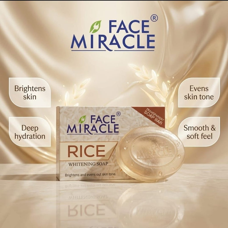 Face Miracle Rice Whitening Soap – Brightening & Hydrating Facial Cleansing Bar
