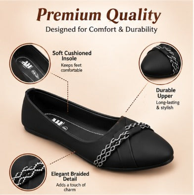 Women’s Ballet Flats with Braided Detail | Stylish Flat Shoes