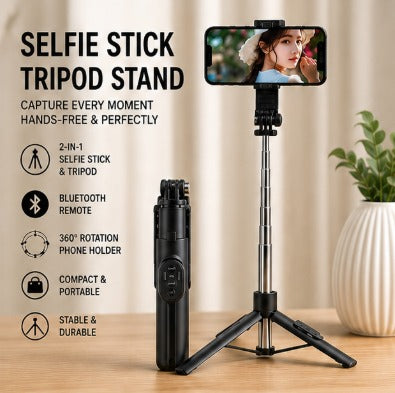 L07 Wireless Bluetooth Selfie Stick Tripod with Remote – Extendable Phone Stand for iPhone & Android