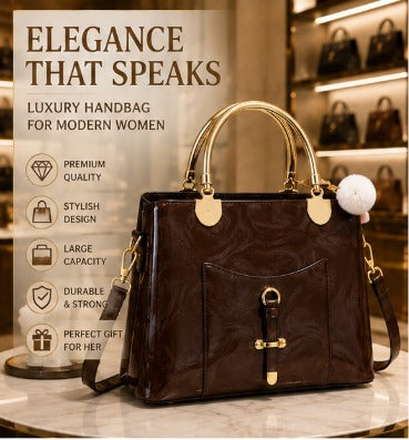Women’s Elegant Luxury Handbag – Glossy PU Leather Shoulder & Crossbody Bag