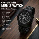 Men’s Luxury Black Chronograph Watch | Stylish Metal Strap Wristwatch