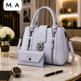 Women's Luxury Black Handbag Set with Matching Wallet