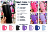 Stainless Steel Travel Tumbler with Handle & Lid – Reusable Insulated Water Cup