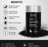 DeXe Hair Building Fibers 22g | Instant Hair Thickening Keratin Fibers for Men & Women | Natural Hair Volume Powder