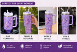40oz Floral Stainless Steel Tumbler with Straw