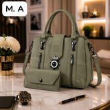 Women's Luxury Black Handbag Set with Matching Wallet