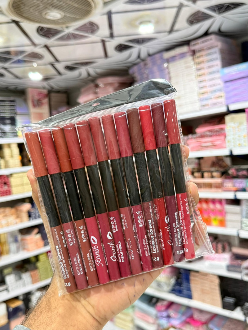 Ikonik Jumbo Eye Pencil 12 Pcs Pack – Dark Shades Matte Lip & Eye Pencils