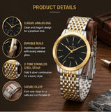 Men’s 2-Tone Luxury Quartz Watch – Gold & Silver Stainless Steel Bracelet