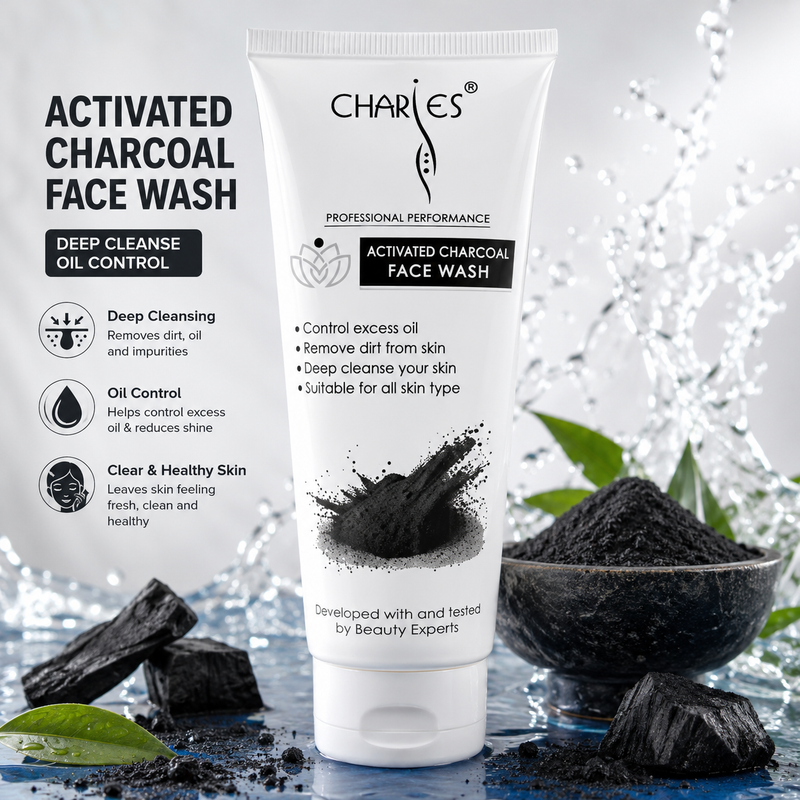 CHARIES Activated Charcoal Face Wash – Deep Cleansing & Oil Control Face Cleanser