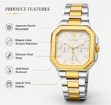 Luxury Couple Watch Set – Rose Gold & Silver Stainless Steel Matching Watches
