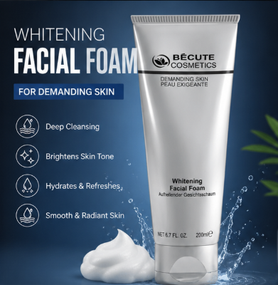 BÉCUTE Cosmetics Whitening Facial Foam – Deep Cleansing Brightening Face Wash (200ml)