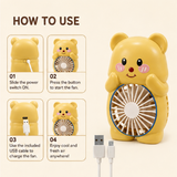 Portable USB Rechargeable Bear Mini Fan – Handheld & Desktop Cooling Fan