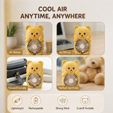 Portable USB Rechargeable Bear Mini Fan – Handheld & Desktop Cooling Fan