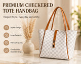 Premium Women’s Checkered Tote Handbag | Elegant Large Shoulder Bag