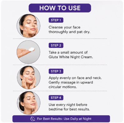 Gluta White Night Cream – Skin Brightening & Nourishing Cream (50g)