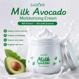 SADOER Milk Avocado Moisturizing Cream – Deep Hydration Face Cream with Milk Extract & Avocado Essence