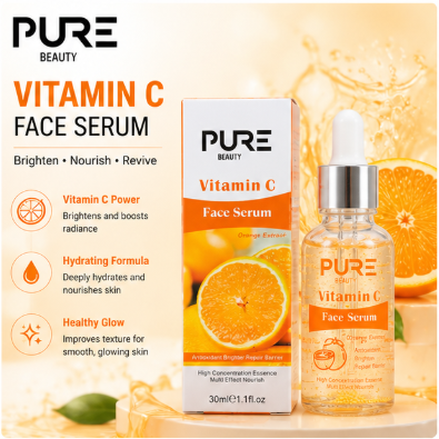 PURE Beauty Vitamin C Face Serum – 30ml Brightening & Hydrating Facial Serum