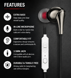 Mercury ME-13 Stereo Earphones with Microphone – Extra Bass Wired Earbuds (3.5mm Jack)