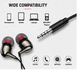 Mercury ME-13 Stereo Earphones with Microphone – Extra Bass Wired Earbuds (3.5mm Jack)