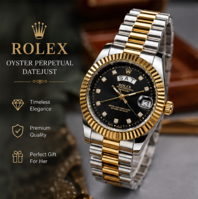 Luxury Two-Tone Day & Date Stainless Steel Women's Watch – Gold & Silver