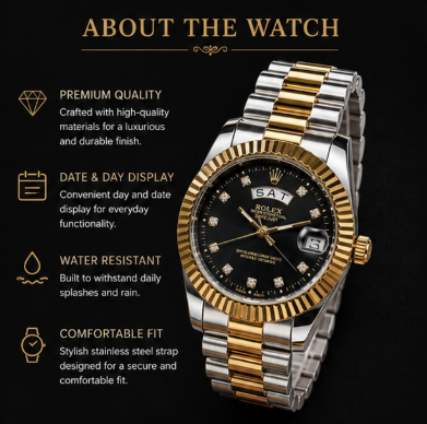 Luxury Two-Tone Day & Date Stainless Steel Women's Watch – Gold & Silver